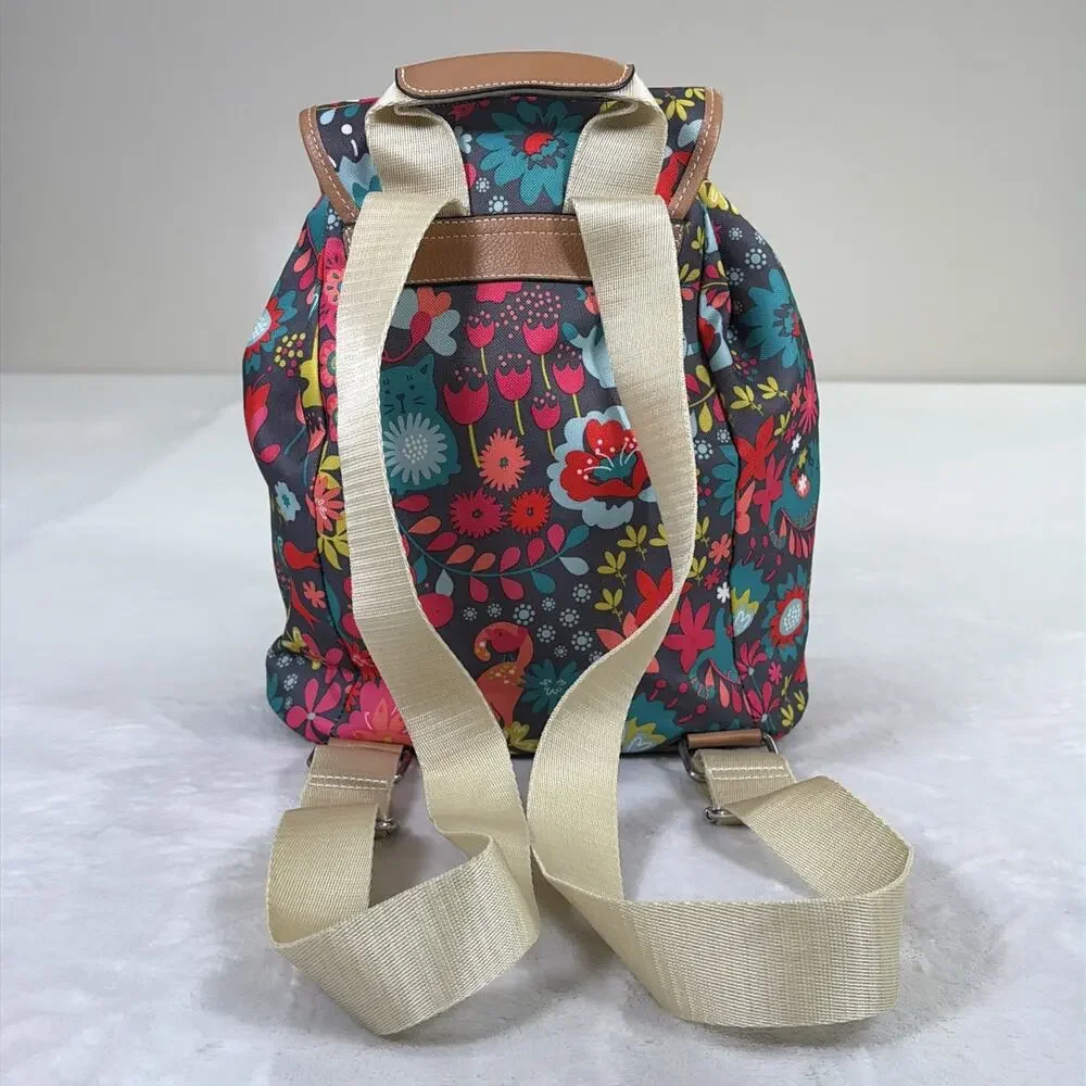 Lily Bloom Backpack Playful Garden Cats Eco-friendly Grey/Multi-Color Charity - Picture 3 of 15